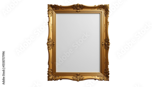 Gold Picture Frame Photo | Elegant Decorative Rectangular Frame Isolated on transparent background
