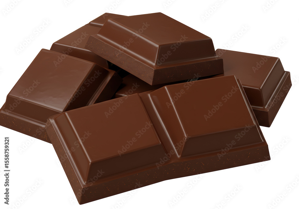 Fototapeta premium Isolated Pile of Delicious Milk Chocolate Bar Pieces