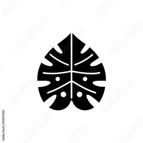 creative Architectural botanicals (e.g., tropical leaves, structural stems)Icon vector silhouette illustration isolated on white background