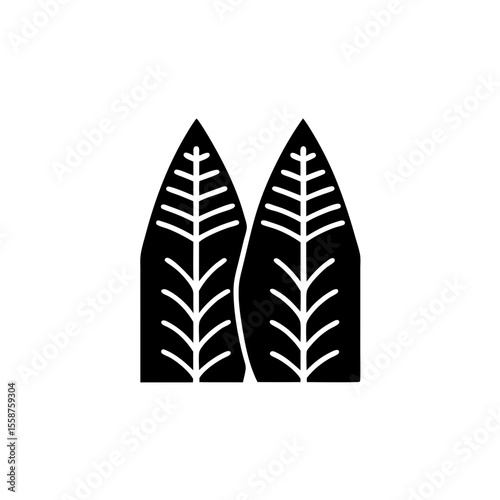 creative Architectural botanicals (e.g., tropical leaves, structural stems)Icon vector silhouette illustration isolated on white background