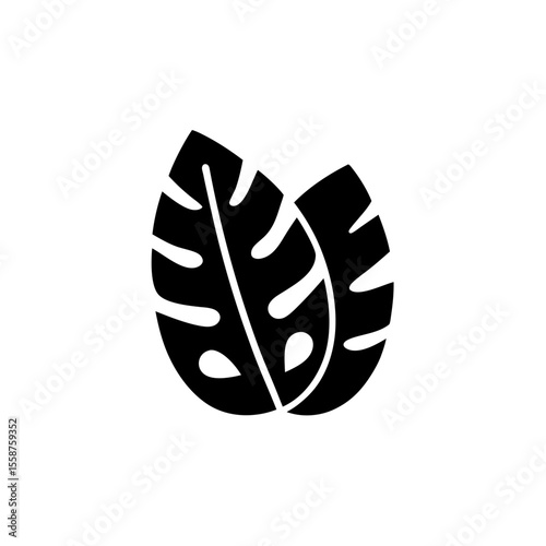 creative Architectural botanicals (e.g., tropical leaves, structural stems)Icon vector silhouette illustration isolated on white background