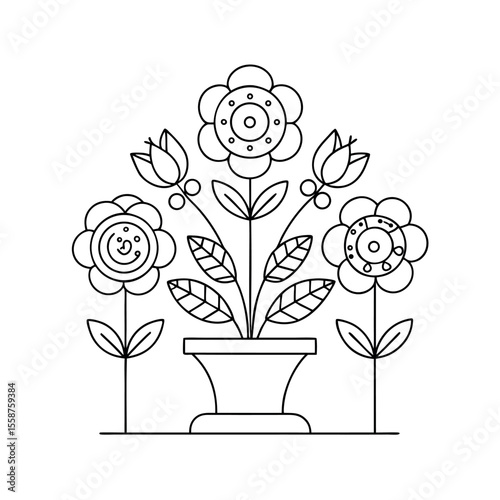 Floral Centerpiece Outline with White Background