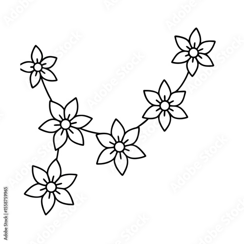 Decorative Flower Garland Outline Vector Sketch