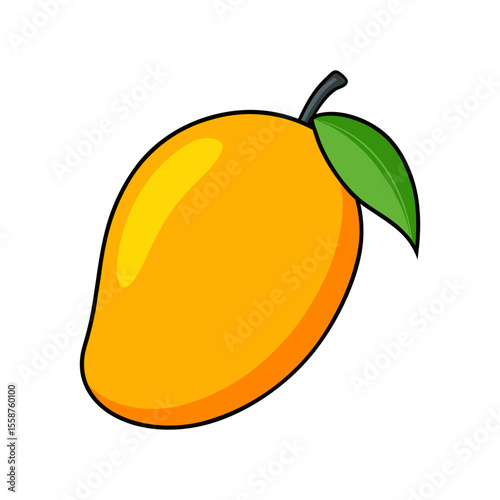 Flat mango with leaf's icon vector illustration design