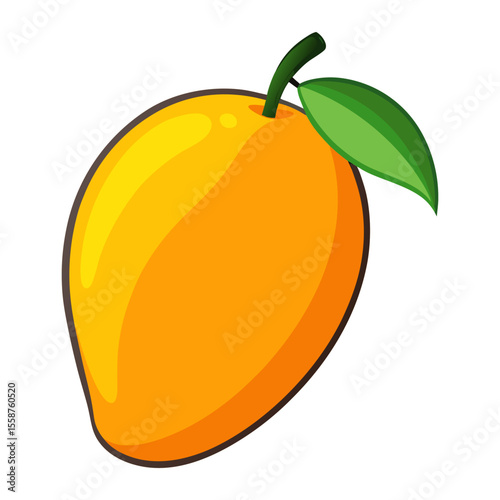 Flat mango with leaf's icon vector illustration design