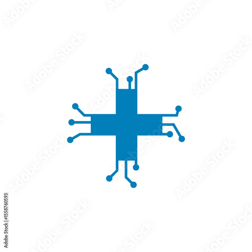 Digital Healthcare Innovative Cross Symbol Design