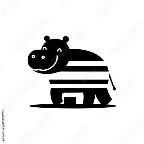 minimalist vector silhouette, bold lines make the hippo happy