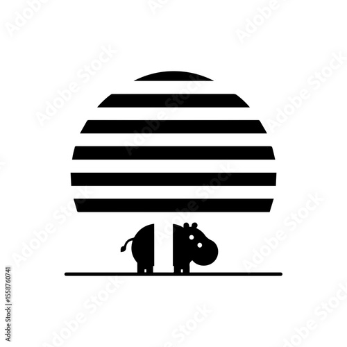 minimalist vector silhouette, bold lines make the hippo happy