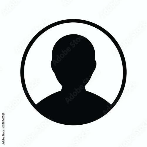 Black silhouette person icon within circle user profile