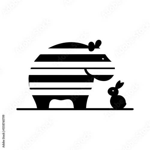 minimalist vector silhouette, bold lines make the hippo happy