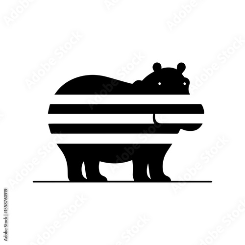 minimalist vector silhouette, bold lines make the hippo happy