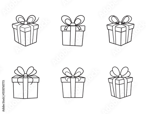 Silhouette set of gift boxes. Elegant gift box silhouette isolated vector on white background.