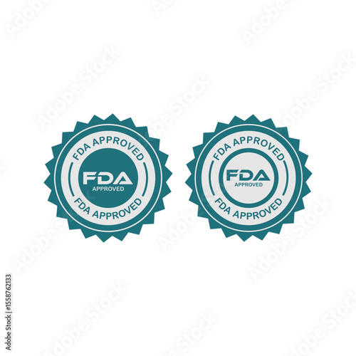 FDA approved vector logos in blue. Ideal for products meeting food, drug, and medical administration standards.