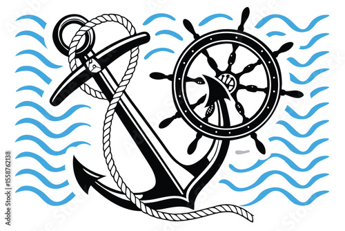 anchor nautical silhouette black eps
