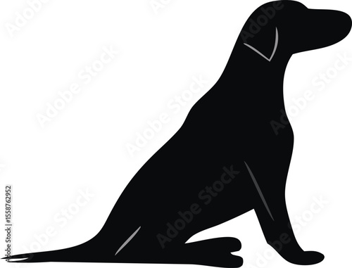 Dog Sitting Pose Silhouette Vector Illustration Isolated on White Background
