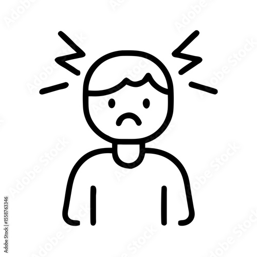 Illustrated man with stress signals showing frustration and sadness  