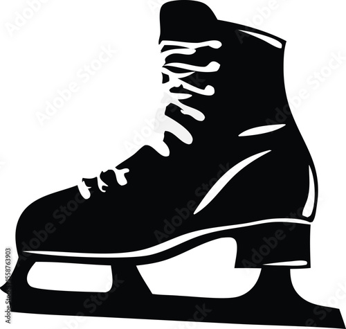 Skating Shoes Silhouette Vector Illustration Isolated on White Background
