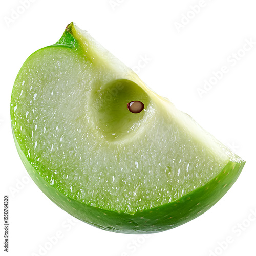 PNG Green apple fruit slice plant, isolated on fully transparent png background