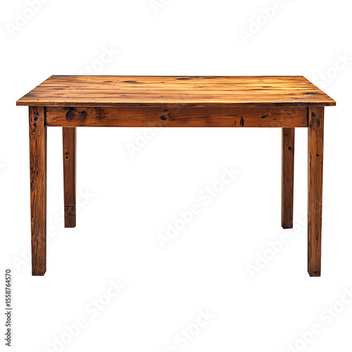 PNG of Vintage wooden table with a rustic finish and detailed legs, perfect for farmhouse or cozy kitchen settings, White or, isolated on fully transparent png background