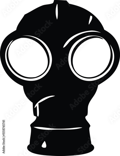 "Industrial Gas Mask Silhouette Isolated on White Background"
