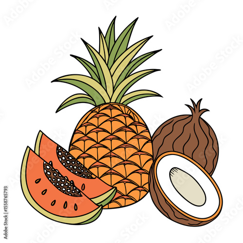 Hand drawn fruit collection