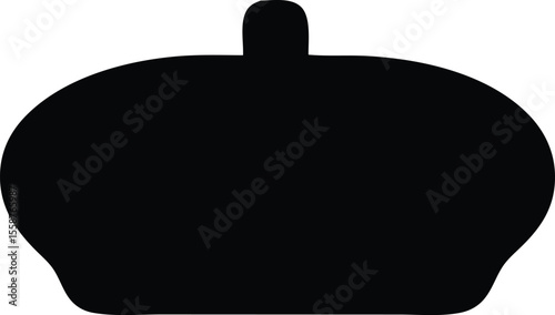 "Classic French Beret Hat Silhouette Isolated on White Background"
