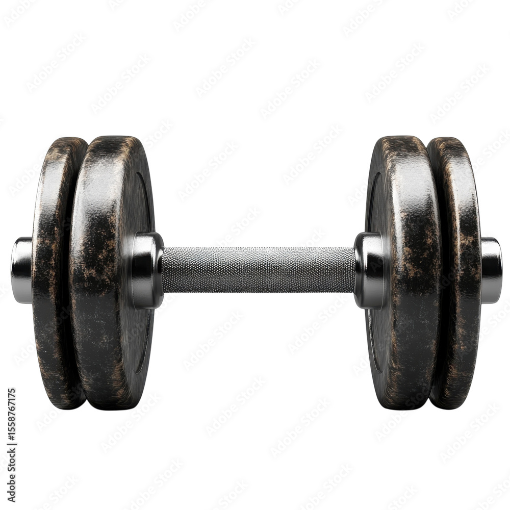 Naklejka premium Strength training iron dumbbell equipment bodybuilding workout fitness gym on transparent background