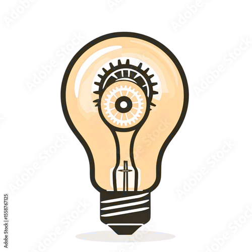 Conceptual illustration of a light bulb with intricate gears inside symbolizing innovation and mechanical thinking
