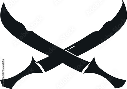 "Traditional Islamic Sword Silhouette Isolated on White Background"
