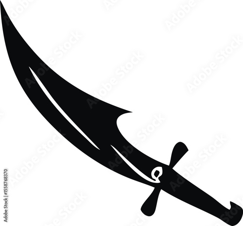 "Traditional Islamic Sword Silhouette Isolated on White Background"
