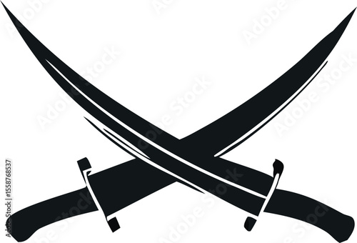 "Traditional Islamic Sword Silhouette Isolated on White Background"
