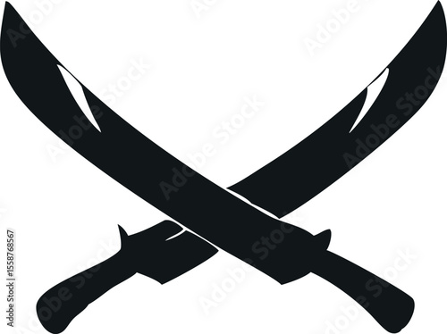 "Traditional Islamic Sword Silhouette Isolated on White Background"
