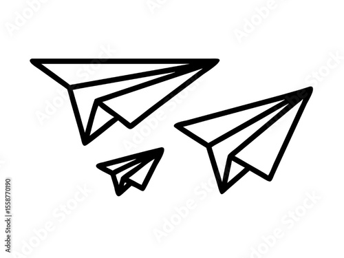 Hand-Drawn Paper Airplanes Simple Flight Icons