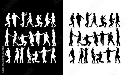 dancing people silhouette black, silhouette of dancing people, couple silhouette, couple silhouette illustration, vector, art, design, couple silhouette illustration, vector, art, silhouette, people, 