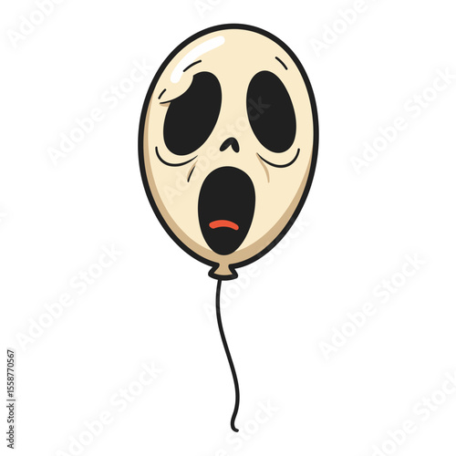 Spooky face balloon with shocked expression – Halloween party decoration