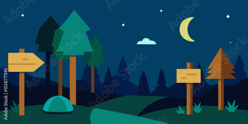Night camping in the woods with a sky full of stars, illustrating a cozy home-like scene