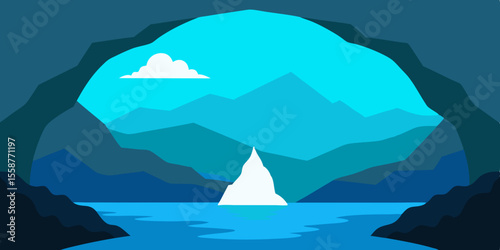 Majestic coastal mountains meet the serene blue sea, a breathtaking landscape of nature's summer beauty with island views and a clear sky