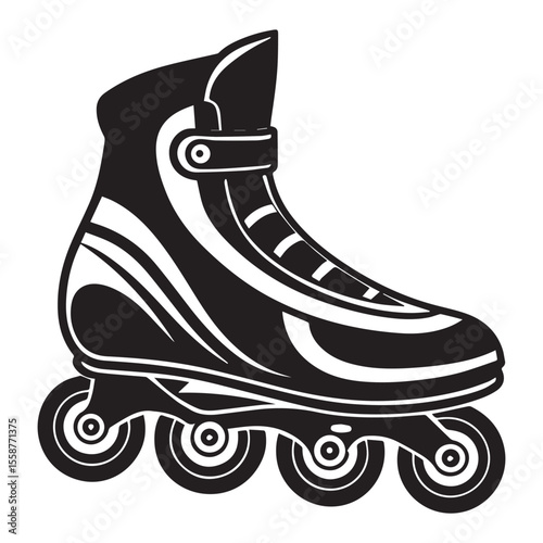 Inline Roller Skates Classic Design, Retro Style Illustration