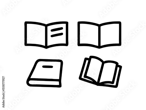Simple Book and Open Book Icons Hand-Drawn Vector Illustrations
