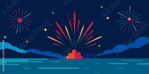 fireworks over the city
