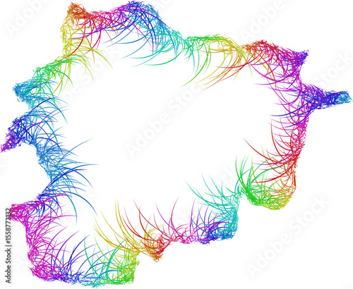 Rainbow sketch outline map of Andorra 