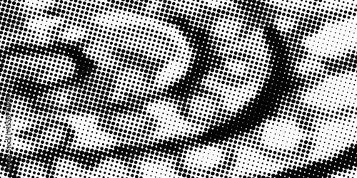 Grunge halftone gradient background. Faded grit noise texture. White and black sand wallpaper. Retro pixelated backdrop. Anime or manga style comic overlay Vector
