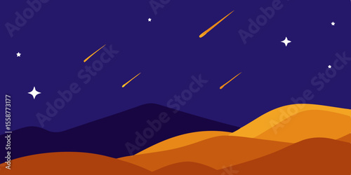 Starry night sky illustration with celestial bodies and distant galaxies