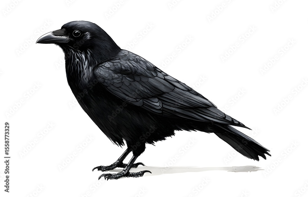 Crow and raven isolated on white background illustration. Crow and raven isolated on white background illustration.