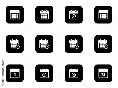 calendar icon collection, calendar icon pack isolated without background