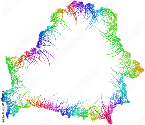 Rainbow sketch outline map of Belarus 