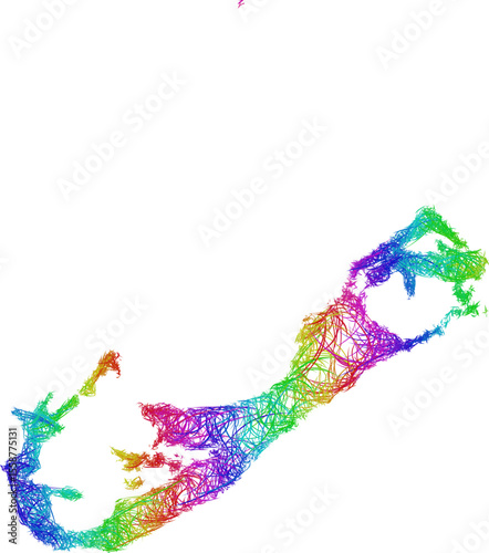 Rainbow sketch outline map of Bermuda 