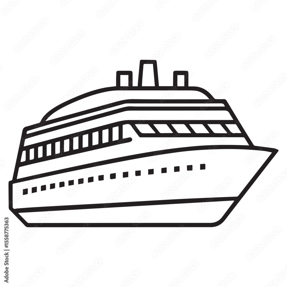 Obraz premium Cruise Ship Illustration A Line Drawing of a Luxury Ocean Liner