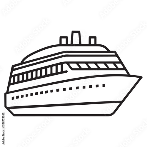 Cruise Ship Illustration A Line Drawing of a Luxury Ocean Liner