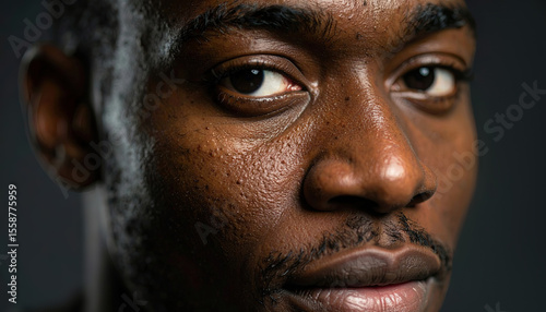 Close-up of young african male with focused look